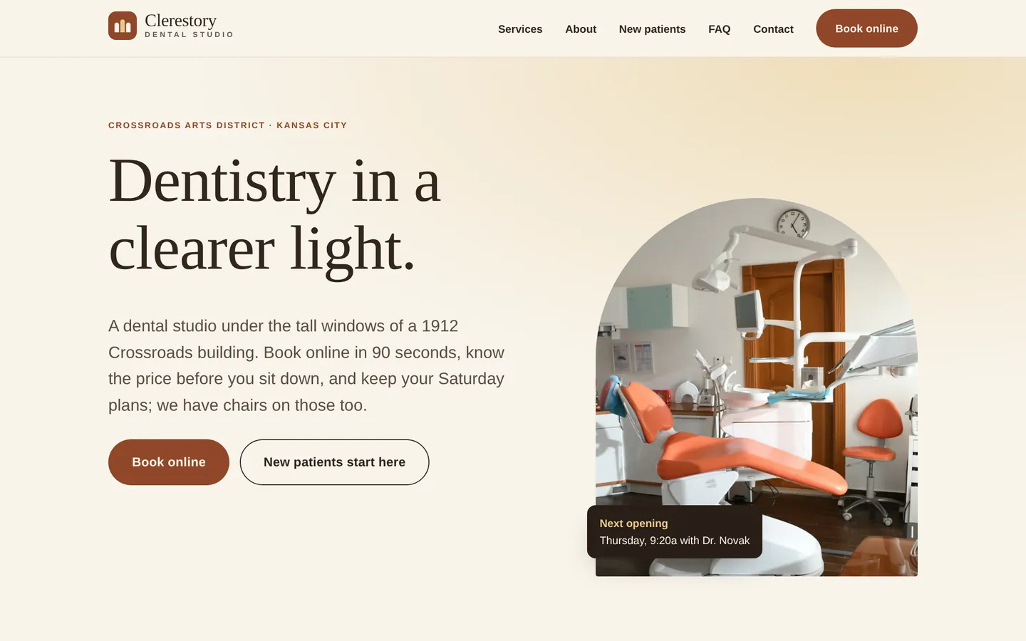 Clerestory Dental Studio, a dental concept site designed and built by Adam Tyrrell