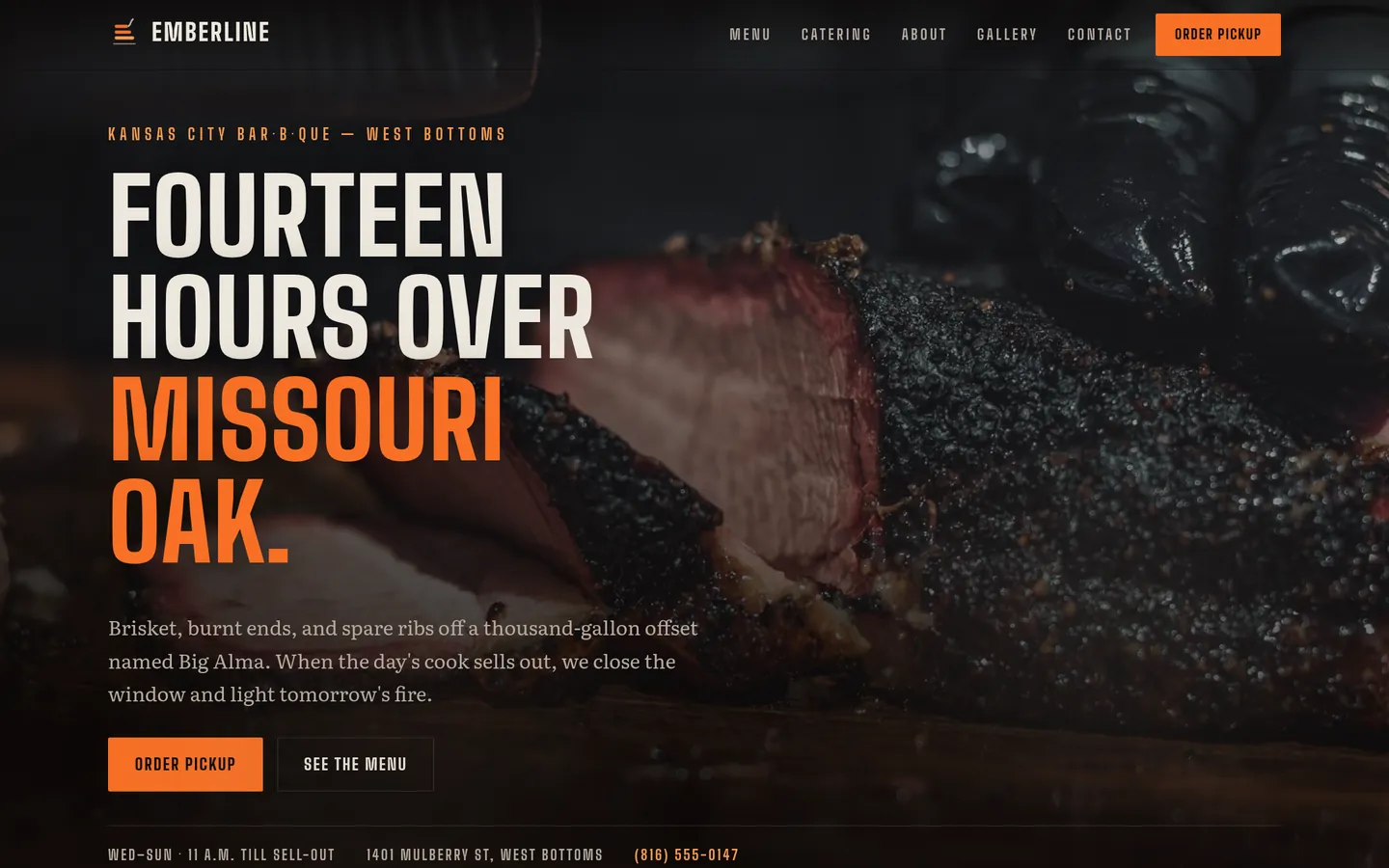 Emberline Bar-B-Que, a restaurant concept site designed and built by Adam Tyrrell