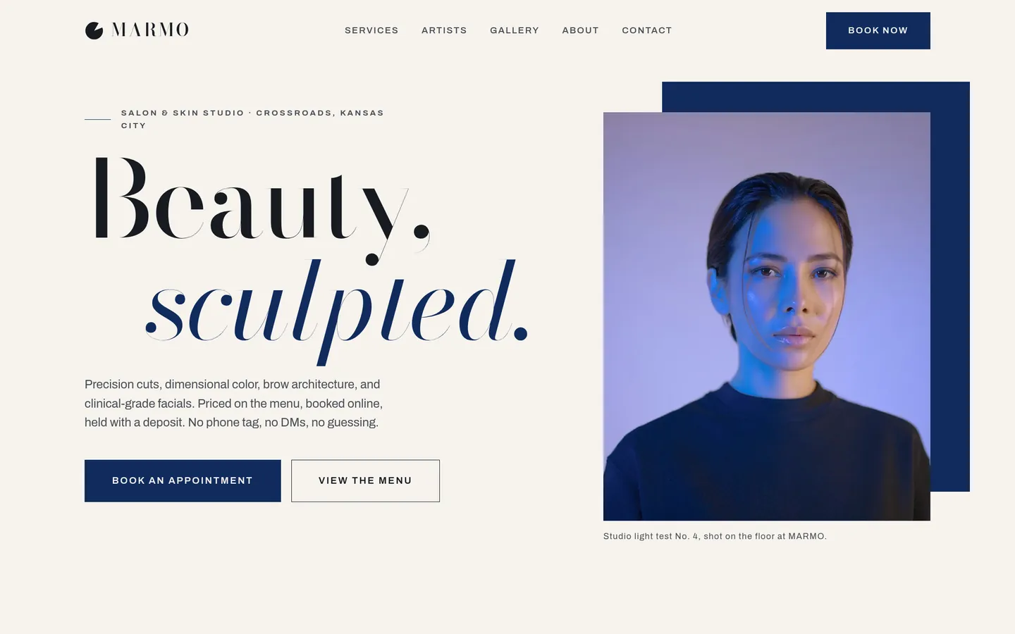 MARMO Salon & Skin, a salon & spa concept site designed and built by Adam Tyrrell